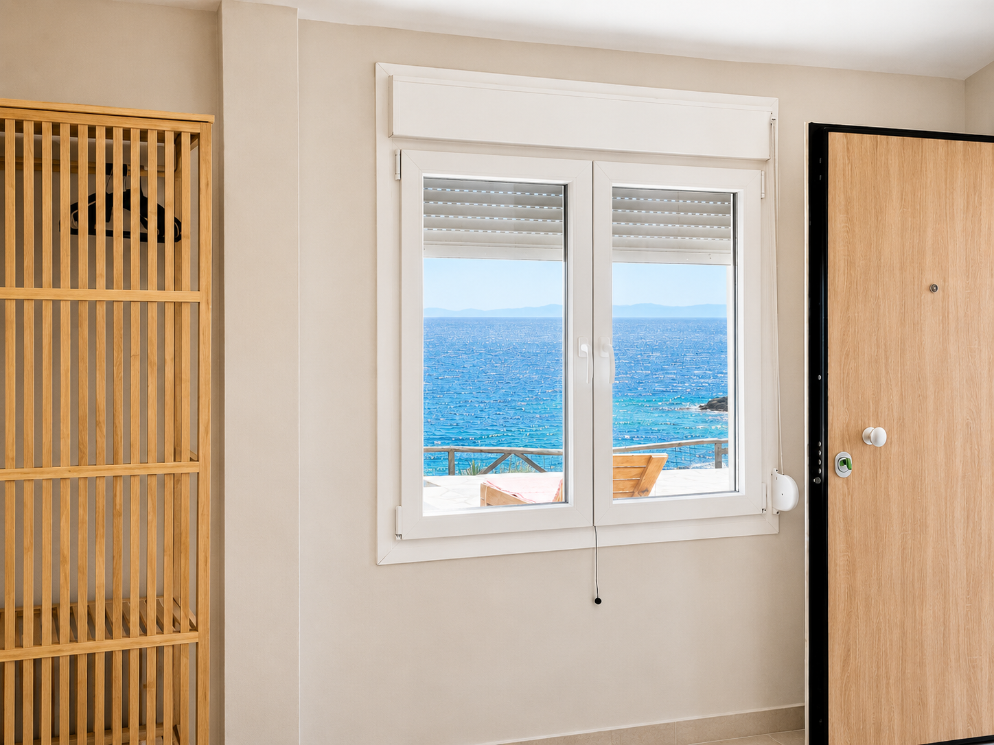 Sea view through the bedroom window